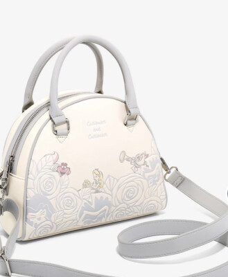Loungefly Disney Alice in Wonderland Floral Satchel Cheshire Cat White Rabbit 
