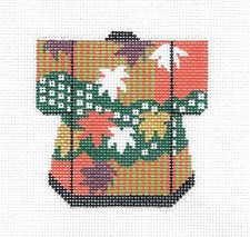 Falling Leaves Petite Kimono 18 mesh HP Needlepoint Canvas by LEE RETIRED