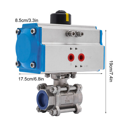 #ad 1quot; Pneumatic Actuated Ball Valve 304 Stainless Steel Pneumatic Ball Valve Blue $82.82