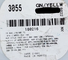 Alpha Wire 3055 #18awg Tinned Copper Hook Up 300V 105C GREEN/YELLOW STRIPE/100ft