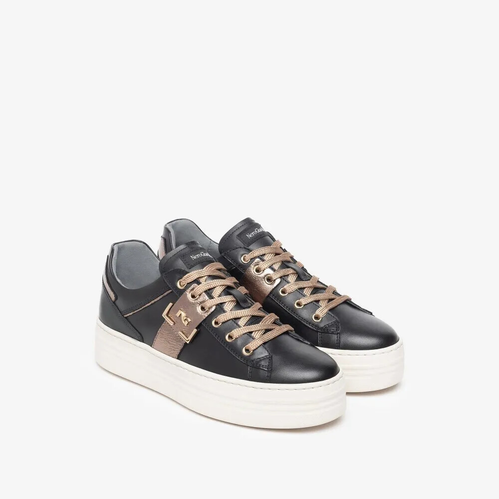 Scarpe Nero Giardini donna sneakers platform in pelle I308412D nero
