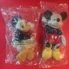  2 disney store BEAN BAG 9" PLUSHES - MICKEY MOUSE  DONALD DUCK - NEW sealed