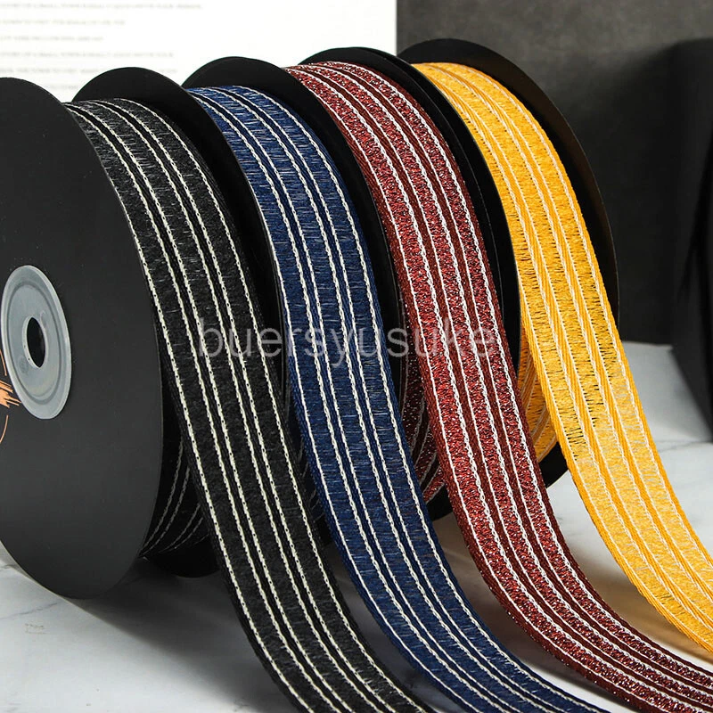 Stripe Mesh Web Ribbon Hollow - 2.5cm x 18M Roll -- Bow Gift Flower Wrap - Image 2 of 3