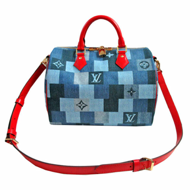 Louis Vuitton Speedy Bandouliere Top Handle Bag 30 Blue Denim for 