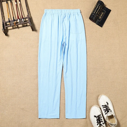Pantalone uomo jogger tempo libero tinta unita uomo casual gamba dritta fondo - Foto 6 di 17