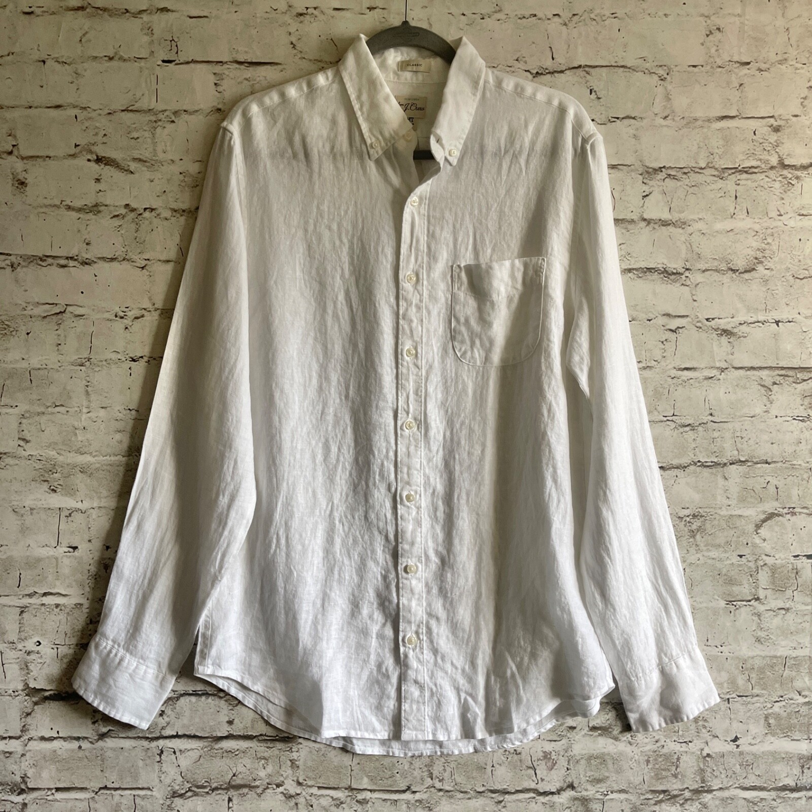 J. Crew Men's White Baird McNutt Button Irish Linen Up Shirt Classic