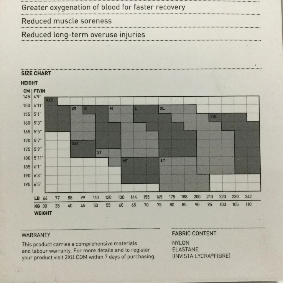 2XU Compression Tights Women's Mid-Rise Workout Pants, Black, Large, WA2864b - Image 4 of 4