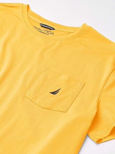 Camiseta Nautica Sólida Cuello Redondo Bolsillo Amarillo Talla Mediana - Imagen 3 de 5