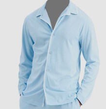 32 Club Room Men's Blue Piped Long Sleeve Modal Pajama Top Sleepwear Size L