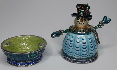 RARE Fitz And Floyd 2006 Guild Holiday Snowman Trinket Box - Imagen 4 de 5