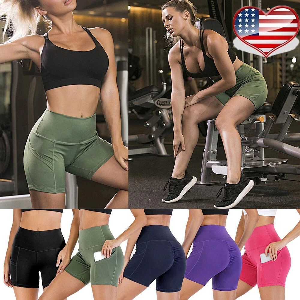 Ladies Yoga Shorts Mini Short Pants Sport Fitness Gym Leggings Workout  Shorts US