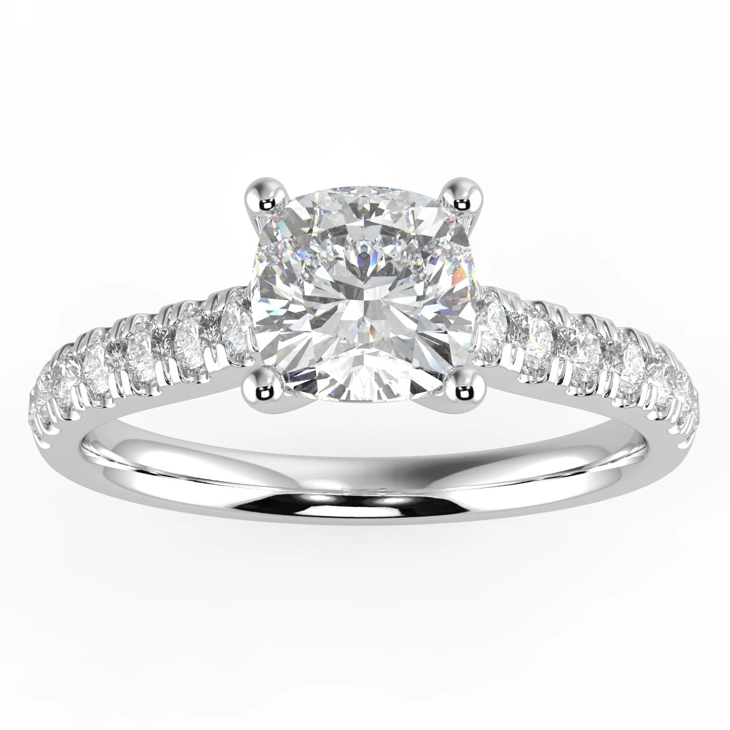 3.00 Ct IGI Cushion Cut Lab Grown Diamond Engagement Ring 14k White Gold image-1