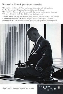 1961 De Beers Consolidated Mines Vintage Print Ad Jewelry Diamond Ephemera
