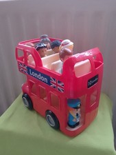 ELC Happyland London Bus with 8 Figures, bus stop,post box & Sounds see video 