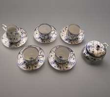 Indisch Strohblume 4 Tassen, 5 Untertassen, Milchkännchen & Zuckerdose m. Deckel