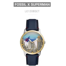 FOSSIL x Superman Limited Edition Watch Blue Leather DC Comics LE1208SET Gift