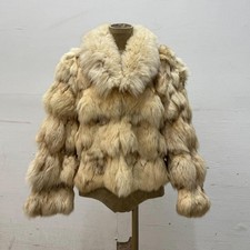 Y2K Vintage Champagne Fox Fur Tiered Statement Coat