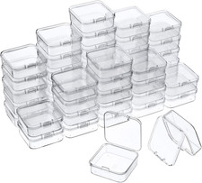 48 Packs Clear Small Plastic Containers Transparent Storage Box with Hinged Lid