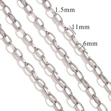 1Yard Stainless Steel Round Paperclip Chain 6mm for Bracelet Necklace SSF78-6mm