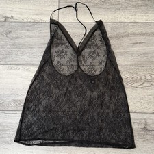 Victoria's Secret Lingerie Women M T back Black Lace Sheer Babydoll Whimsigoth