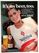 Natural Light Beer It's My Beer Too Female Sports Model Vintage Print Ad 1979