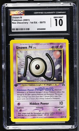 Unown [N] (1st Edition) graded CGC 10 for sale on eBay