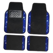 Bling Rhinestones Diamond Car Floor Mat,Sparkly Glitter Shining Blue Diamond