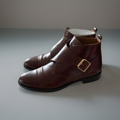 Jonak Paris Brown Leather Boots With Golden Buckle 39