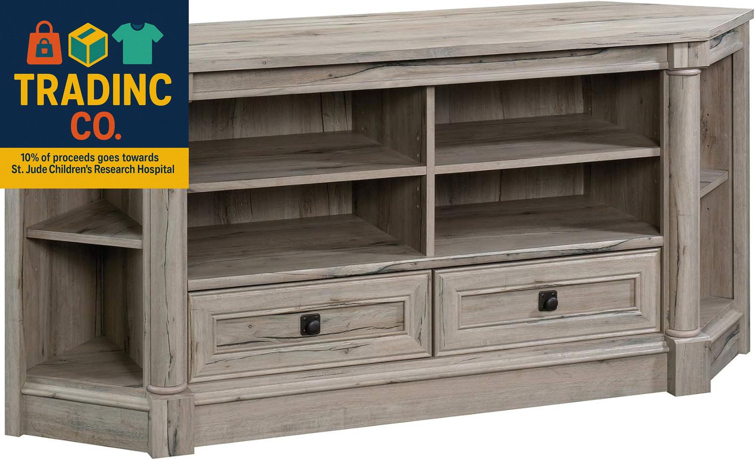 Console Entertainment Credenza, In Split Oak