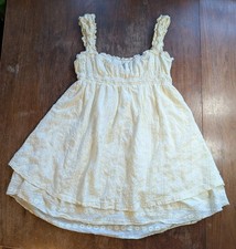 Embroidered Eyelet Mini Dress *Size S/M Pastel Yellow Babydoll Sleeveless