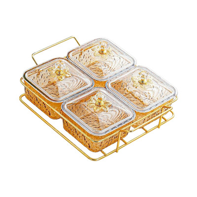 Trockenobst Tablett mit Deckel geteilt Servierschalen für Nuss Snacks Trockenobst