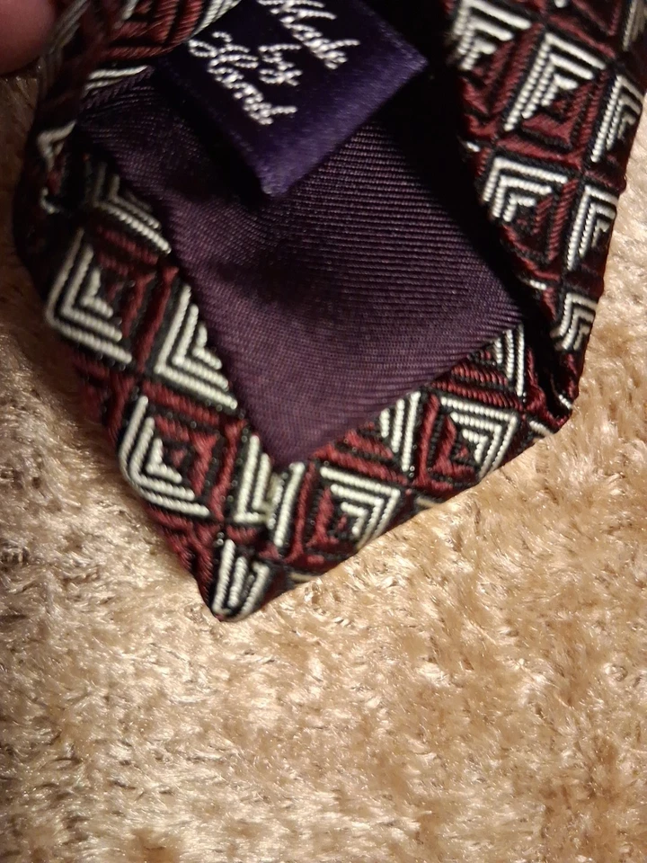 Corbata de seda Ralph Lauren etiqueta púrpura hecha a mano en Inglaterra lujo geométrico Foto 4 de 4