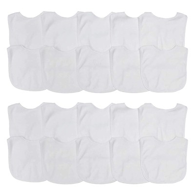 Neat Solutions 2-Ply Knit Terry Solid Color Feeder Bibs in White - 20 Count 