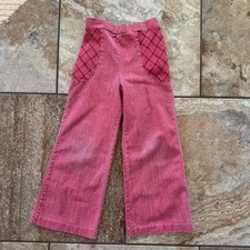 Vtg 70's Ward Pink Hippie BELL BOTTOMS Pants Kids 6 Retro Denim