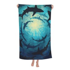 Ocean Shark Beach Towel Microfiber Sand Free Towels for Adult Kid Quick Dry U...