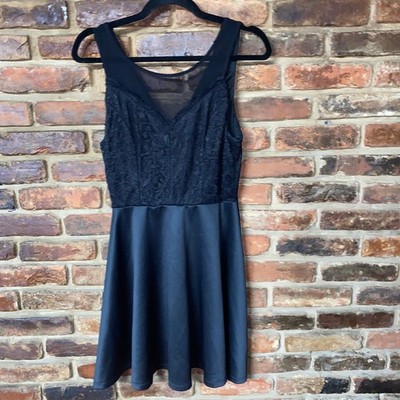 Francesca's Black Lace Sleeveless A-Line Mini Dress Women's Size Small