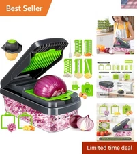 Efficient Kitchen Vegetable Chopper - 12-in-1 Tool with Accessories & Container