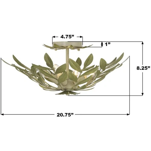 Crystorama 560-CT Broche Semi-Flush Mount Champagne Green Tea - Picture 7 of 7