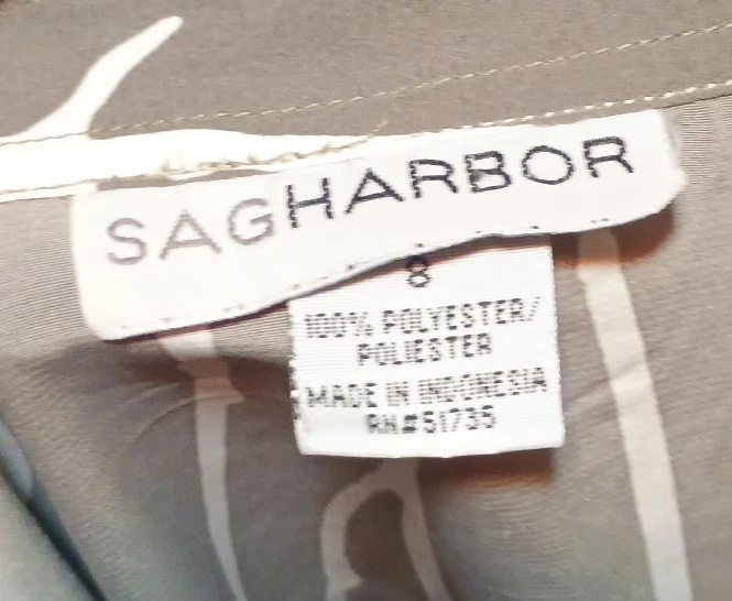 Blusa Sag Harbor Talla 8 Gris Abotonada Manga Corta Líneas Blancas Poliéster Foto 4 de 4