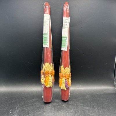Thanksgiving Candles Set of 2 Corn 10  Taper Candles New In Wrapping