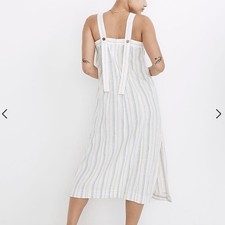 NWT Madewell Linen Cotton Princess-Seamed Midi Dress in Desert Dune Stripe