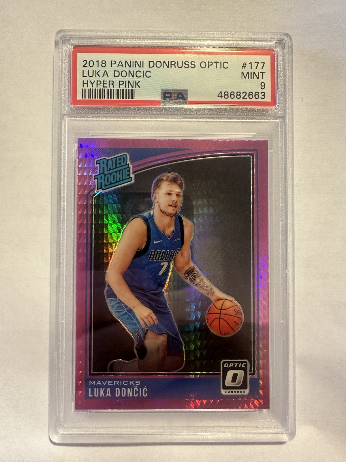 2018 PANINI DONRUSS OPTIC HYPER PINK #177 LUKA DONCIC ROOKIE RC PSA 9