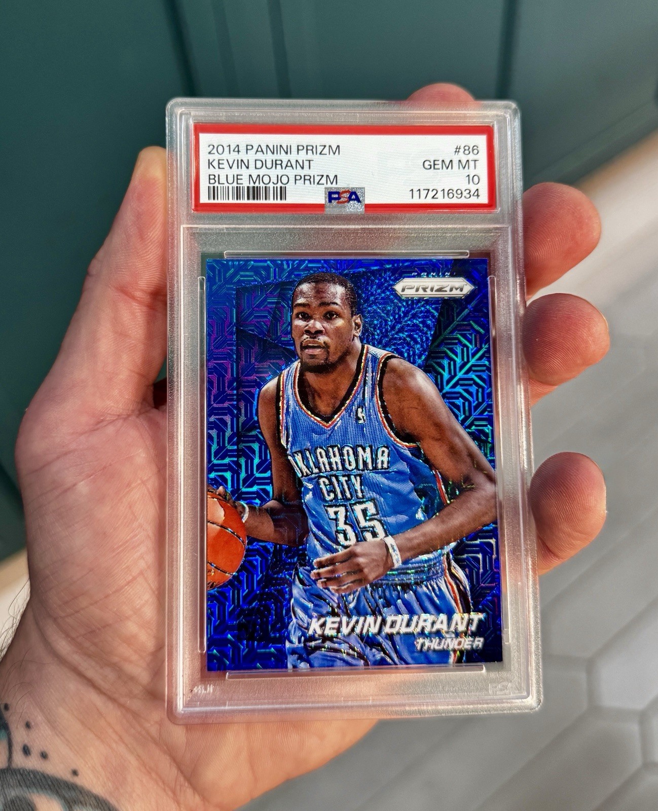 2014-15 PANINI PRIZM KEVIN DURANT #86 BLUE MOJO PSA 10 - LOW POP COLOR MATCH