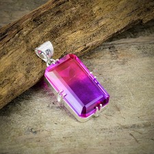 Bi-Color Tourmaline Gemstone 925 Sterling Silver Jewelry Pendant 1.65