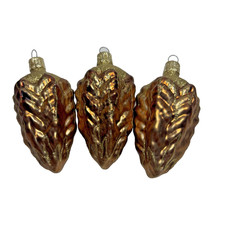 Lot of 3 Vintage Czechoslovakia Glass Pinecone Christmas Ornaments 3"