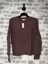 NWT GAP CashSoft Cable-Knit Crewneck Sweater - Brown Size Medium