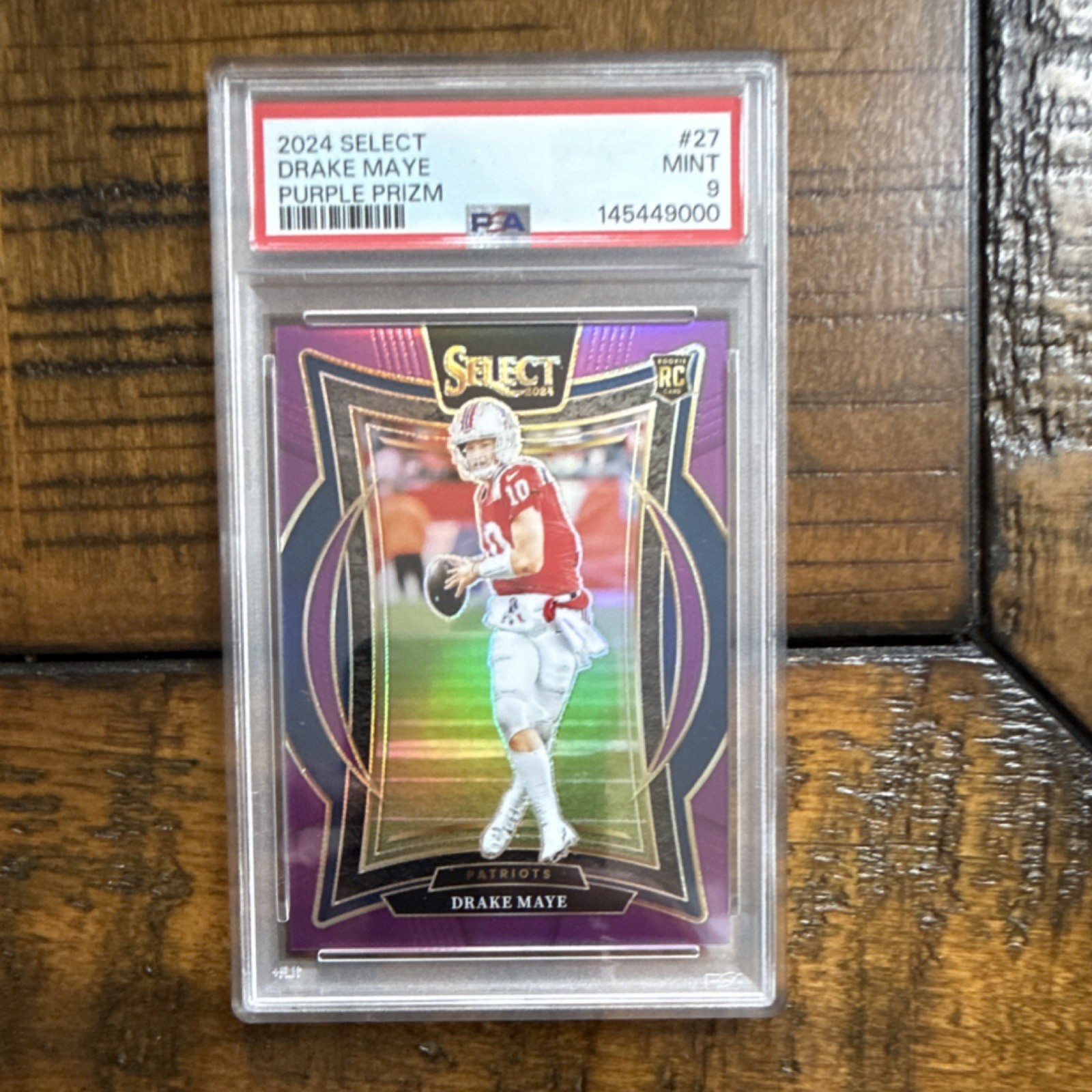 Panini Select 2024 Concourse Rookie Drake Maye Purple Prizm #27 /75 PSA 9