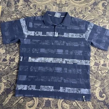 Vtg Y2K South Pole Star Voyage Collection Black Polo Shirt Mens XL Digital Tech