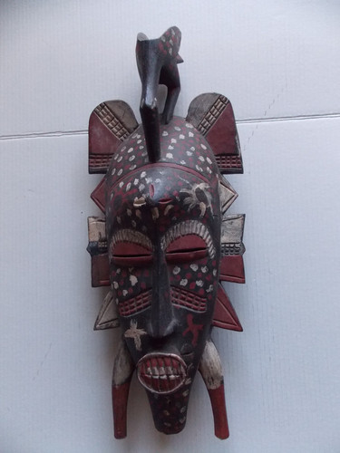 Vintage African Mask Wooden Hand painted 22" x 8"