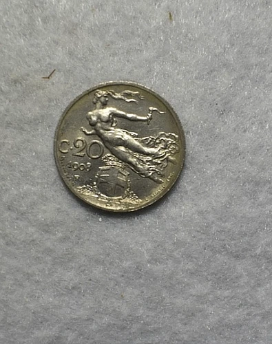 ITALY  20 CENTESIMI 1908 UNC COIN ( stock# 152)